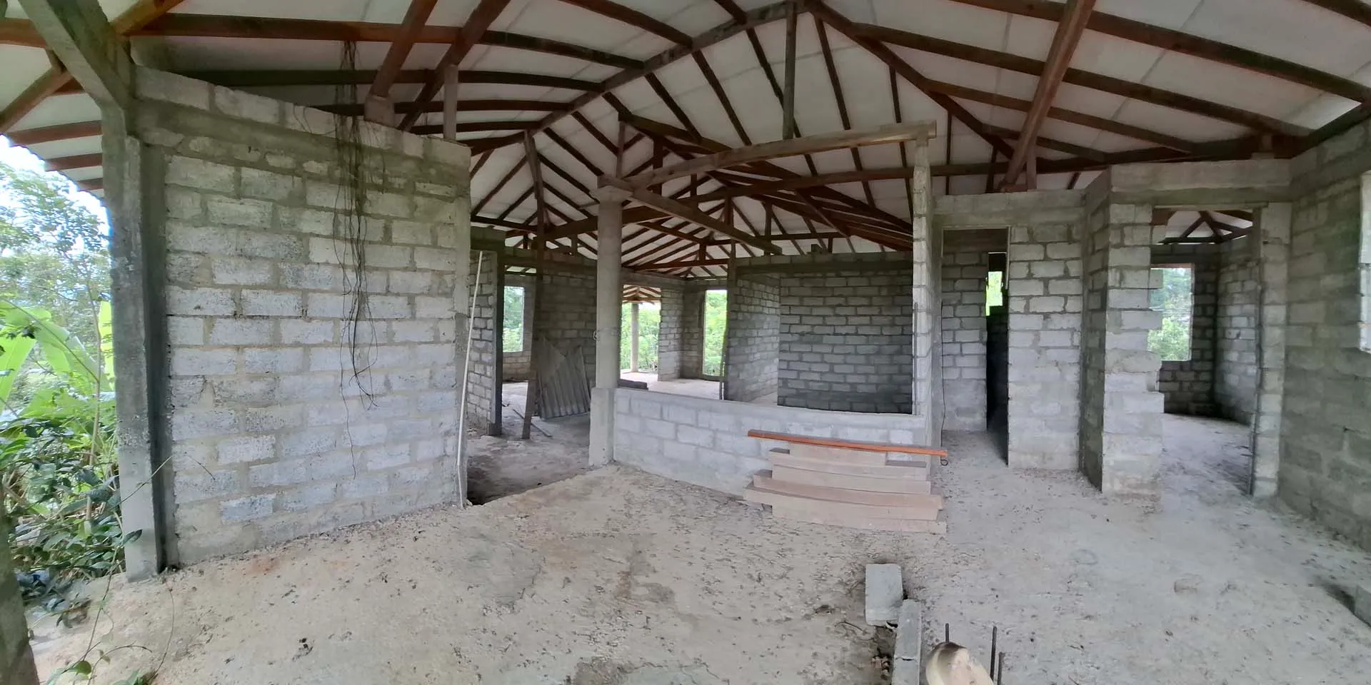Wide view through the top-floor partitioned area